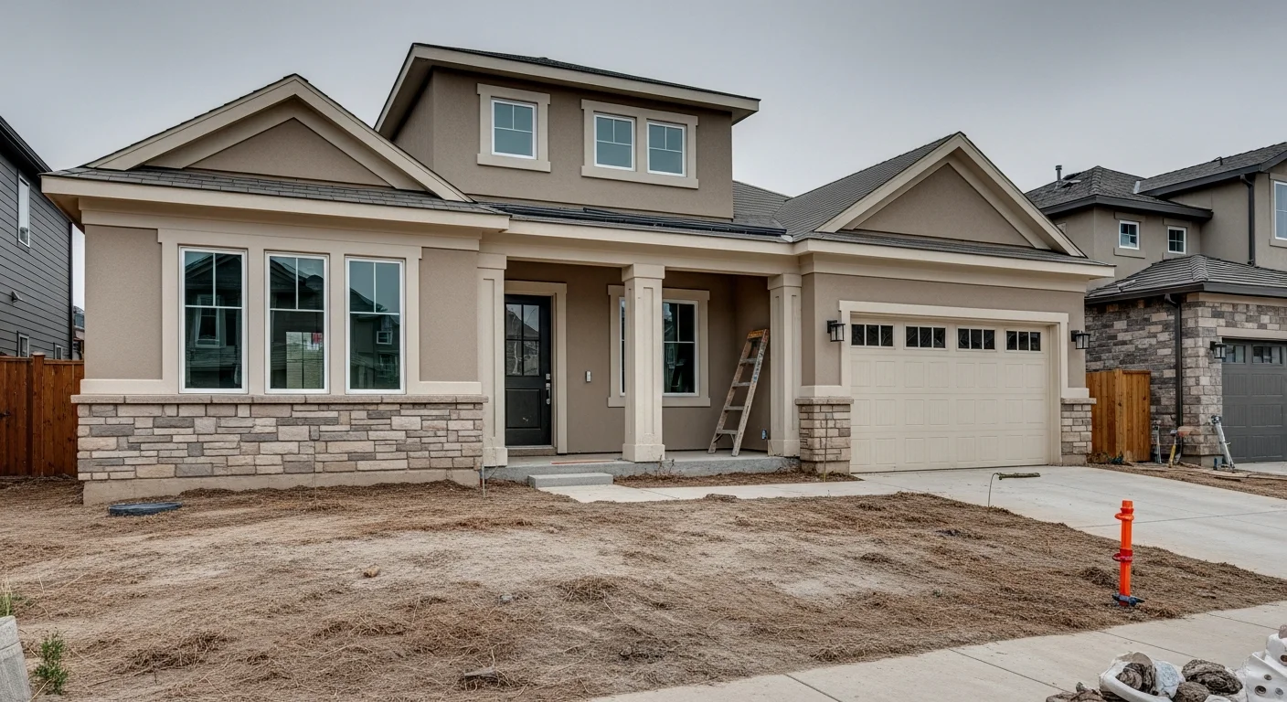 Professional painter applying exterior paint to residential home